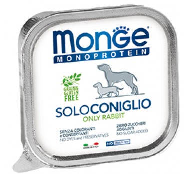 Monge Dog Monoprotein Solo консервы для собак паштет из кролика 150г